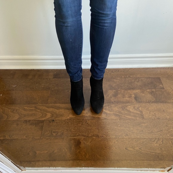 PRADA HEELED BOOTIES SUEDE Size 39 or 9 US Black 5 inch heel - Picture 13 of 15